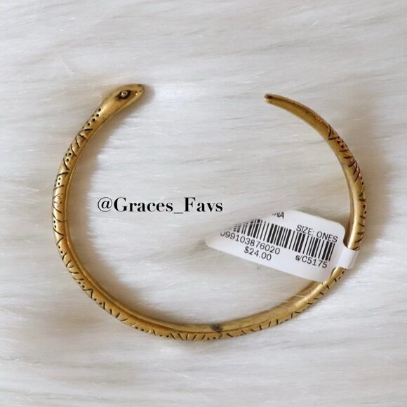 🐮🐮 NWT Madewell Gold Snake Cuff Brass Open End Bracelet - Picture 2 of 8